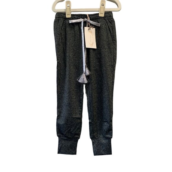 MIA JOY Charlie Joggers Girls 5 5T NEW Black Joyfolie Metallic Sweatpants NWT - Picture 1 of 5